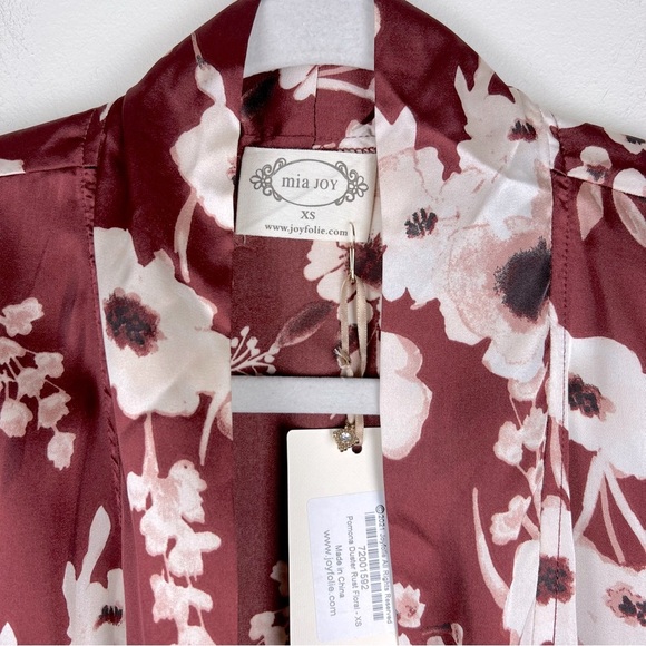 Joyfolie Boho Romantic Cottagecore Chic Satin Pomona Duster Robe Rust Floral XS - Picture 8 of 13